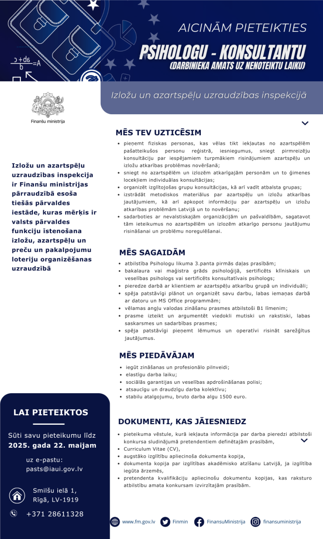 Psihologs vakance - amata apraksts